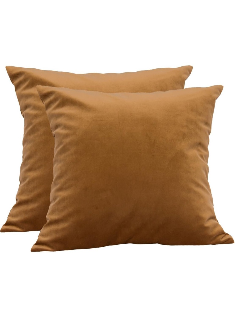 Velvet Throw Pillow Cover Set - Camel Brown
